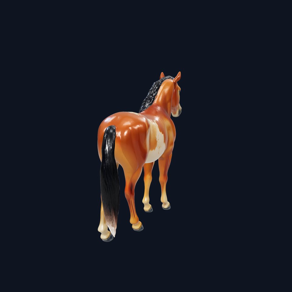 Dun Quarter Horse 3D Model with Primitive Markings